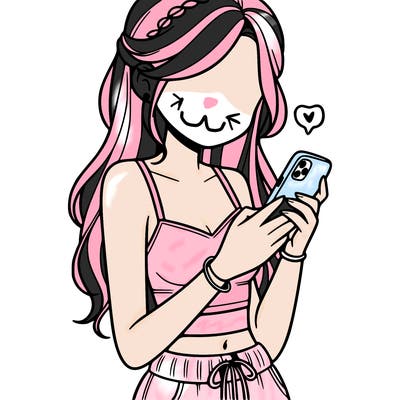 girl with crop top texting on her phone