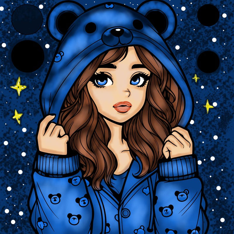 realistic girl in a animal pjs hoodie