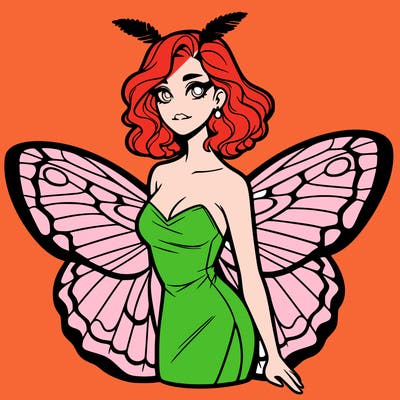 woman with moth wings