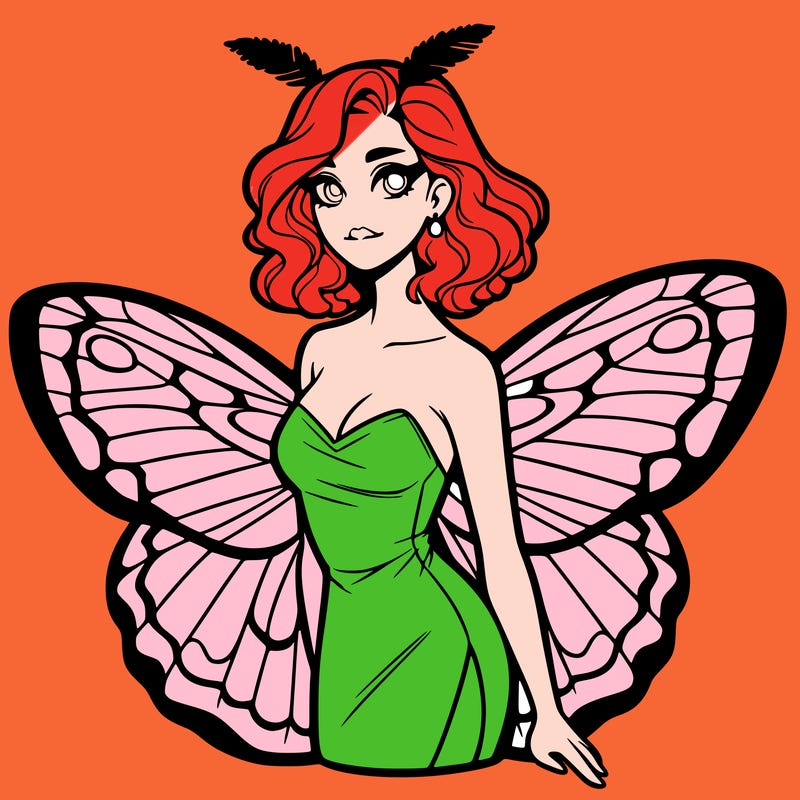 woman with moth wings