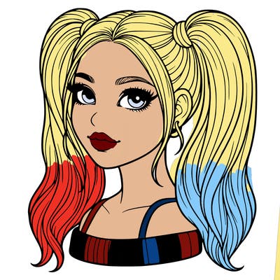 realistic woman with high pigtails