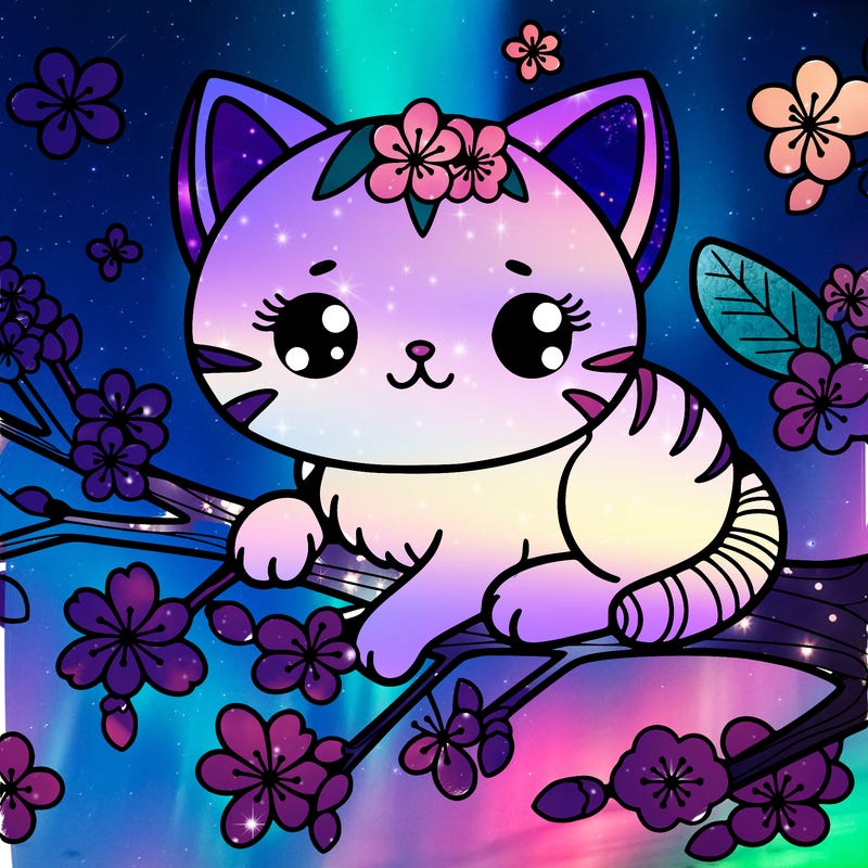 cherry blossom cat