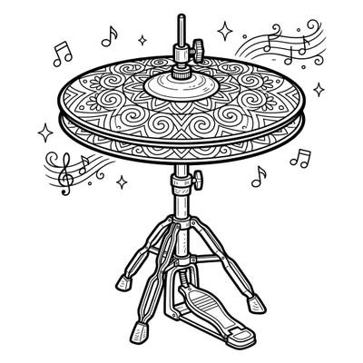 Let your little one explore the world of music with this delightful hi-hat cymbals coloring page. Designed specifically for toddlers, it features chunky lines and large areas, perfect for developing fine motor skills and creative expression.
