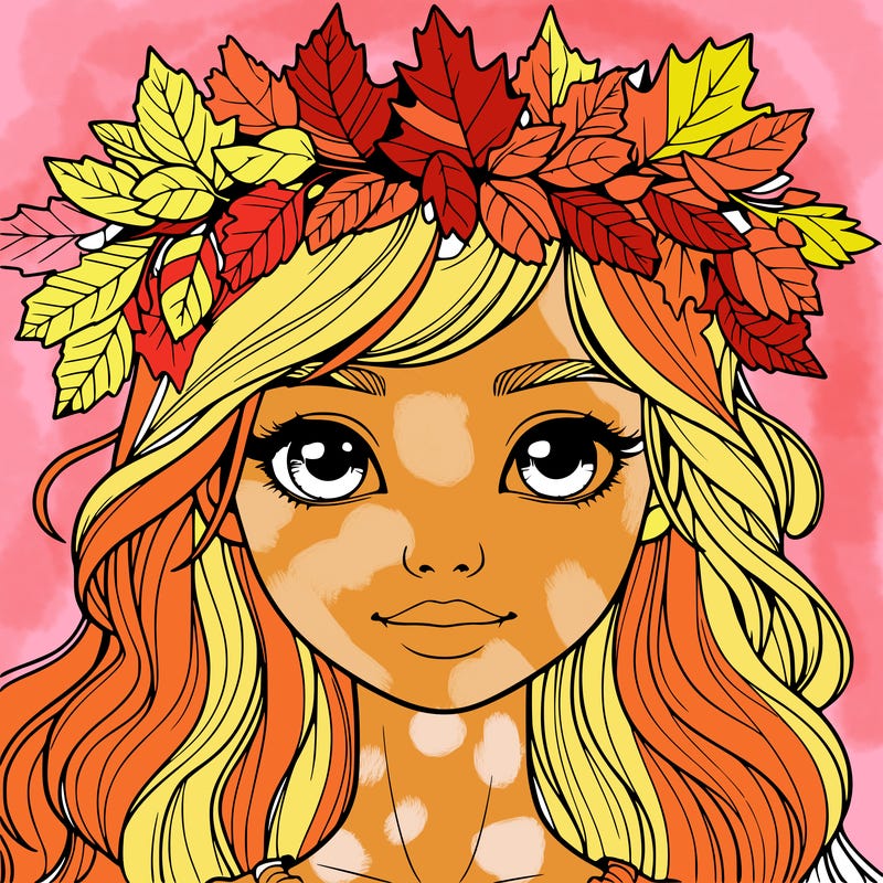 realistic girl with fall leaf crown