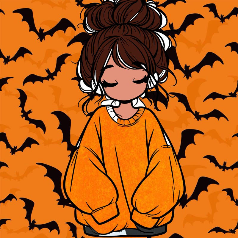 girl with baggy sweatshirt and messy bun