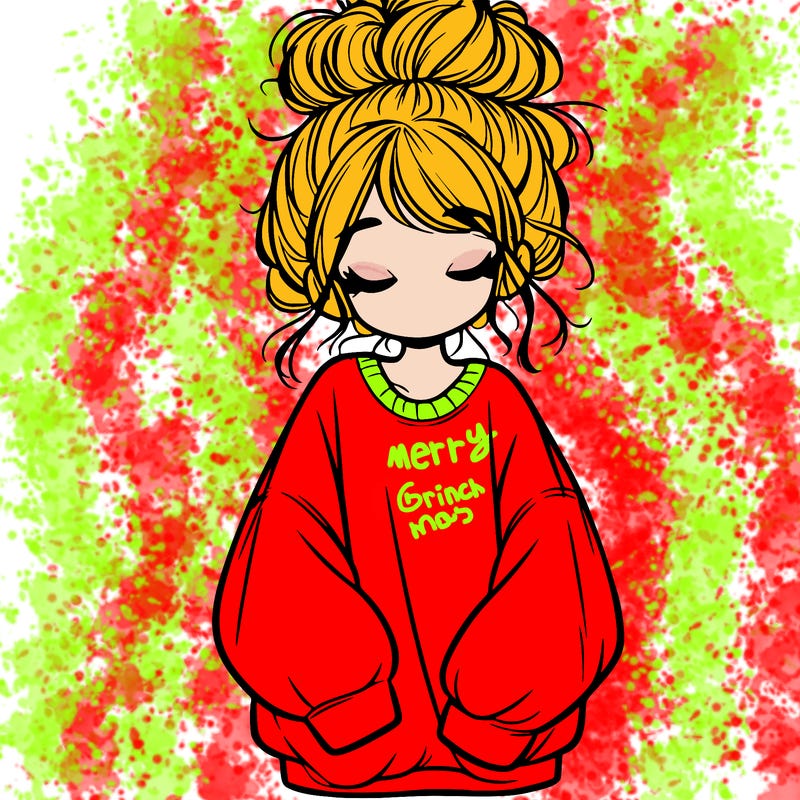 girl with baggy sweatshirt and messy bun