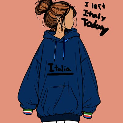realistic girl with a oversized sweatshirt on and a bun