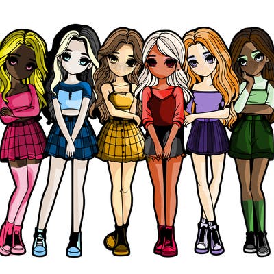 a group of girls realistic