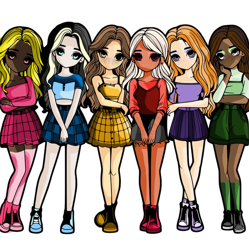 a group of girls realistic