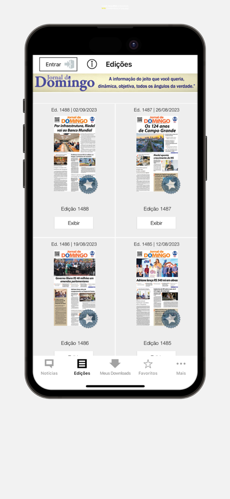 JD1 - Screen of JD1 news app displaying digital editions of Jornal de Domingo newspaper