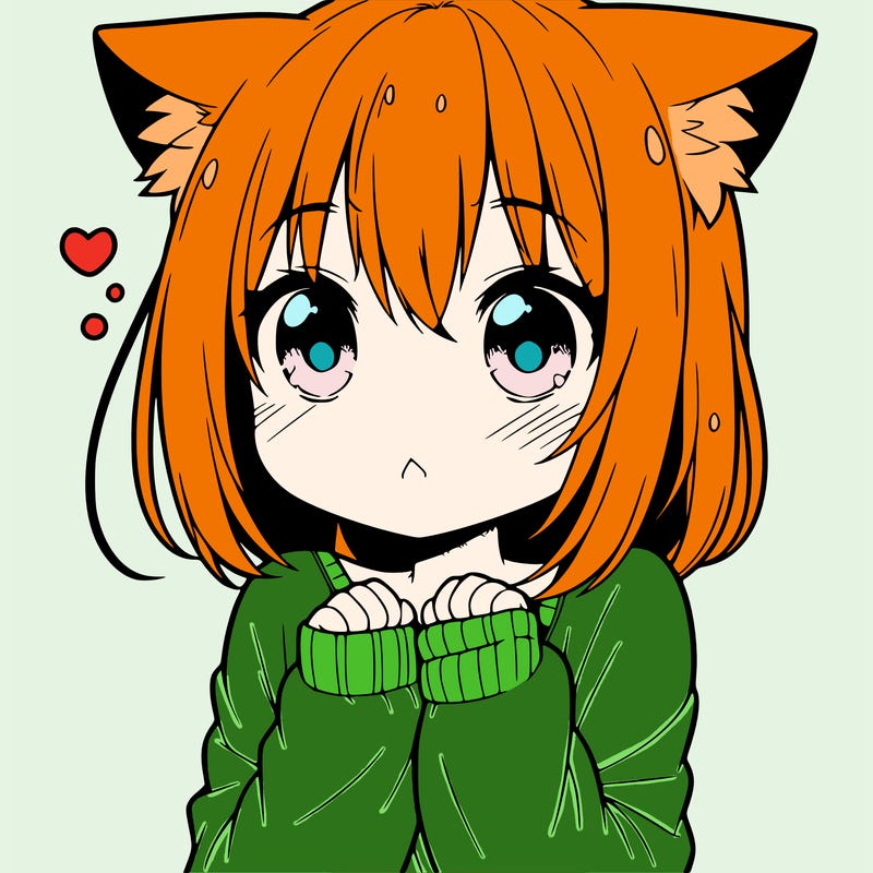 shy anime catgirl