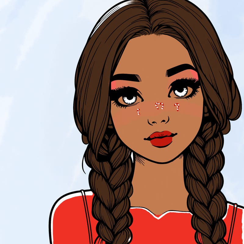 realistic girl with braids