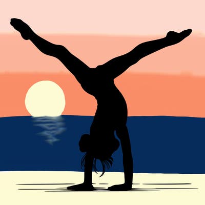 realistic gymnastic hand stand girl in four splits