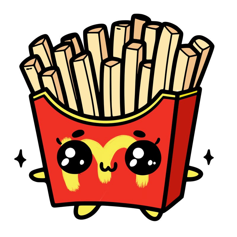 a cute. french fries