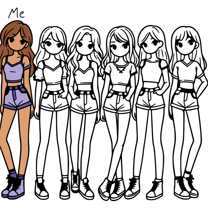 a group of girls wearing crop tops and shorts