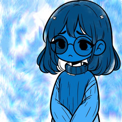 sad girl with glasses in a sweater