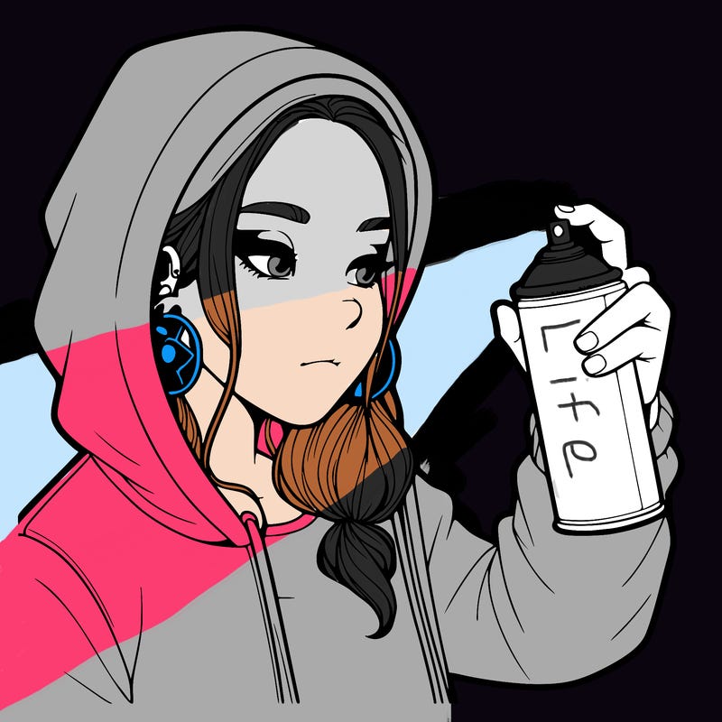 a realistic girl, spray painting