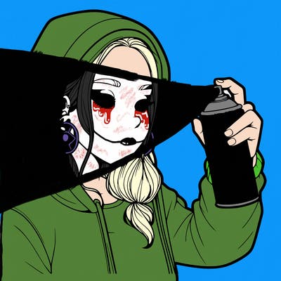 a realistic girl, spray painting