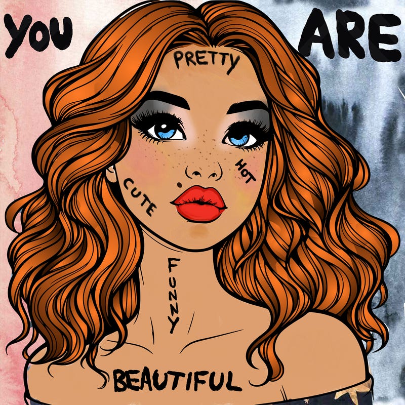 realistic girl with wavy hair and lips