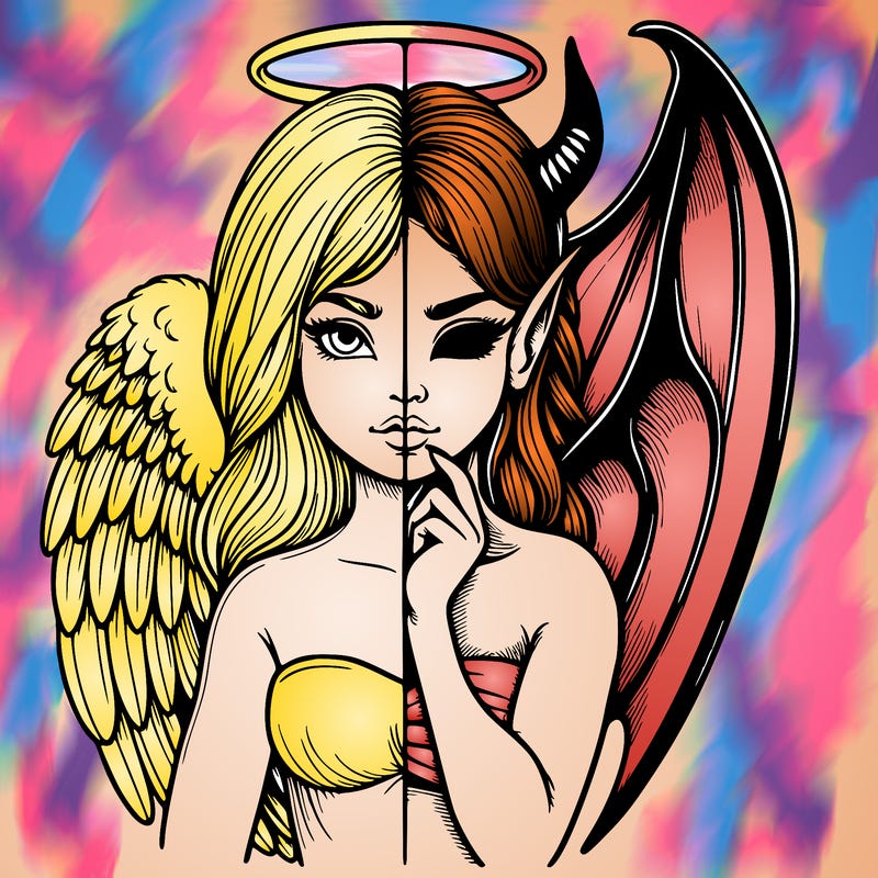 realistic angel half demon