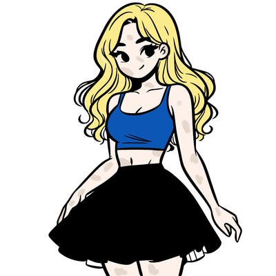 woman in a skirt and crop top