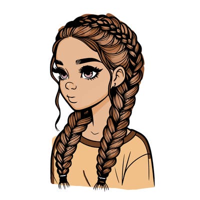realistic girl with braids