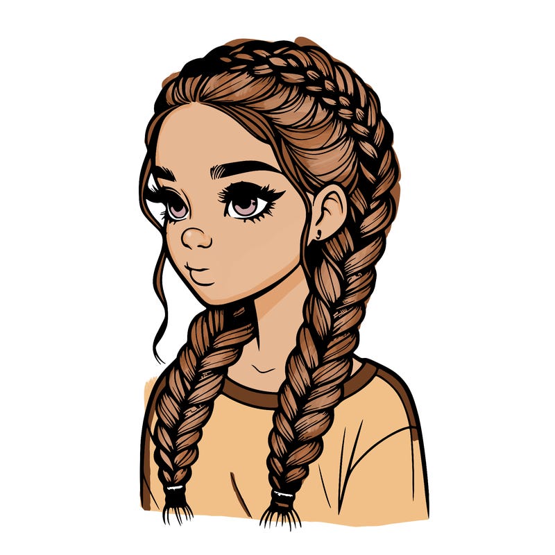 realistic girl with braids