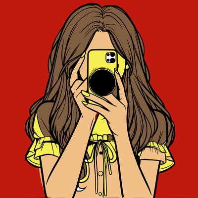 a realistic girl holding her phone taking pictures