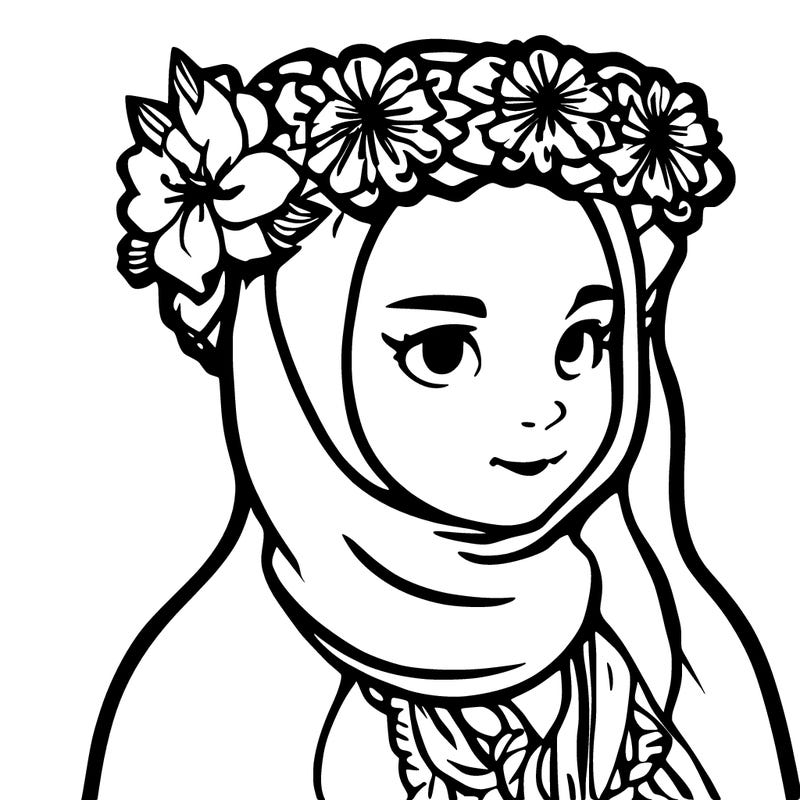 muslim girl with flower crown