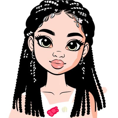 a realistic black girl with braids