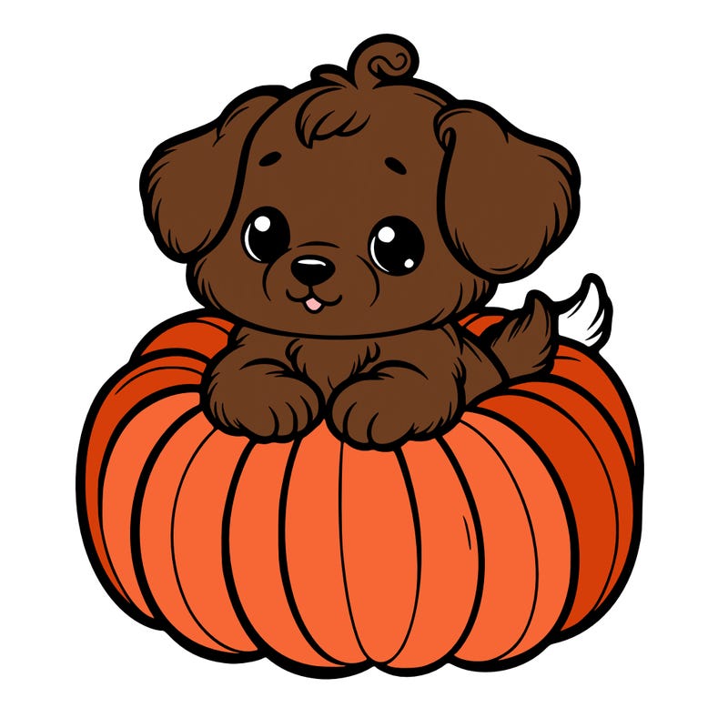 cute little puppy in a pumpkin