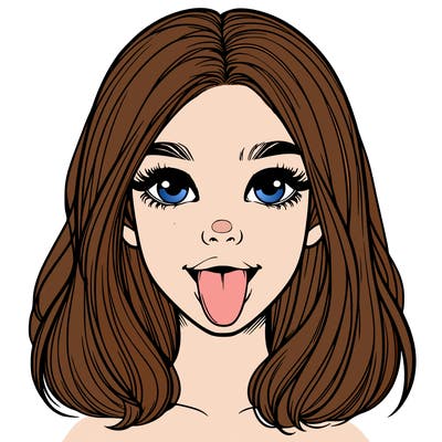 realistic girl with her tongue out