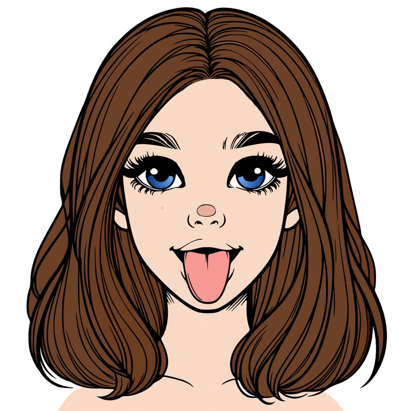 realistic girl with her tongue out