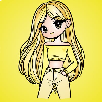 a girl with long straight hair and crop top and jeans