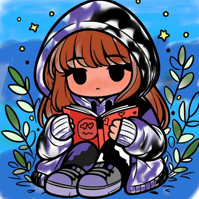 girl in oversized hoodie reading a book