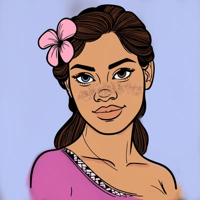 a realistic polynesian woman with a samoan pacific look and a taupou
