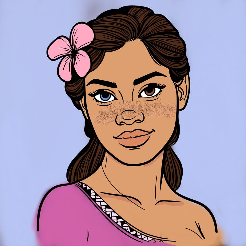 a realistic polynesian woman with a samoan pacific look and a taupou