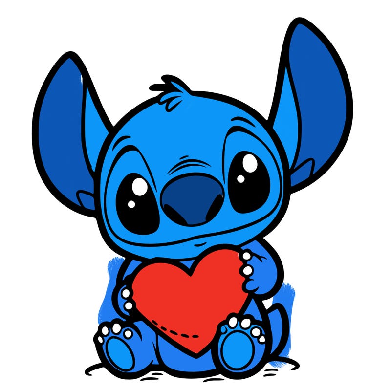 stich holding a heart