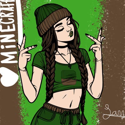 realistic teenage girl with braids and a beanie and crop top doing 🫶🏼