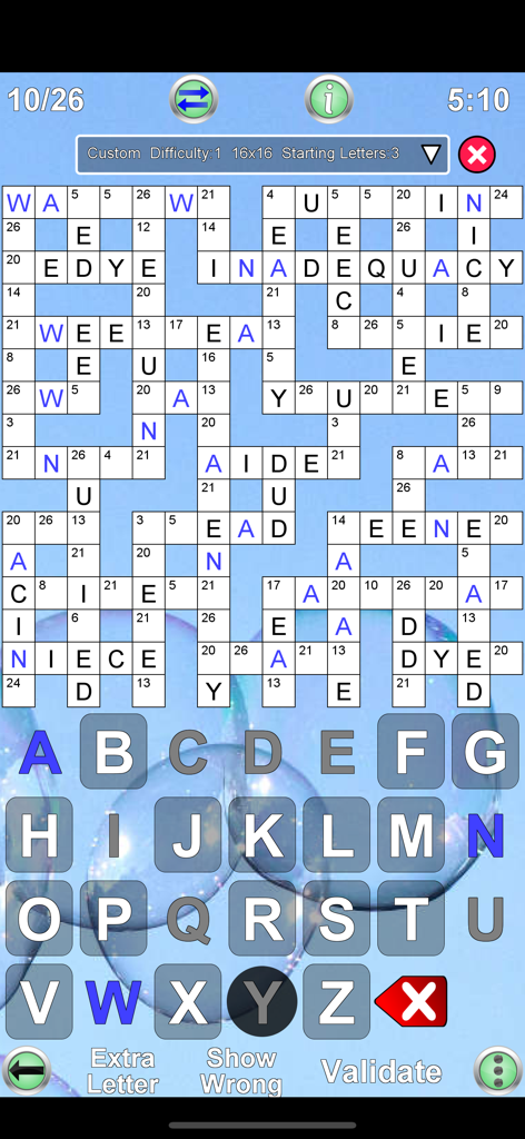 Codeword Unlimited + - A codeword logic puzzle grid showing letters and numbers with an on screen keyboard