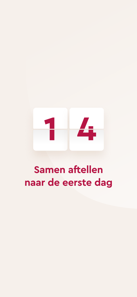 Partou kinderopvang - A countdown timer showing 14 days until the first day of childcare in the Partou app