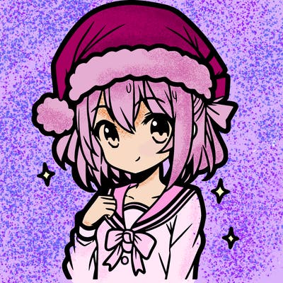 anime girl wearing a santa hat