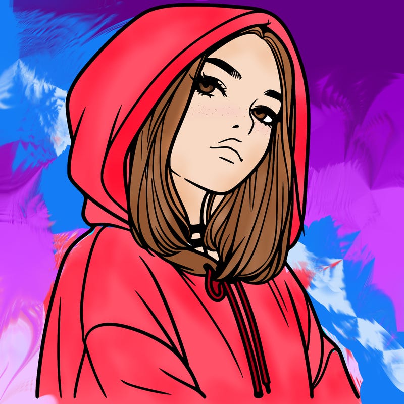a realistic girl in a hoodie
