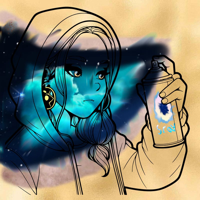 a realistic girl, spray painting