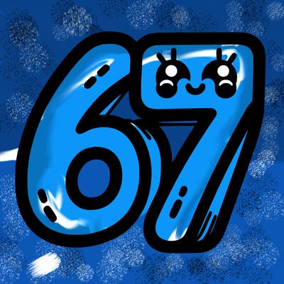 the numbers 67