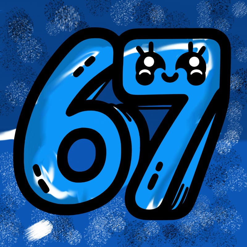 the numbers 67
