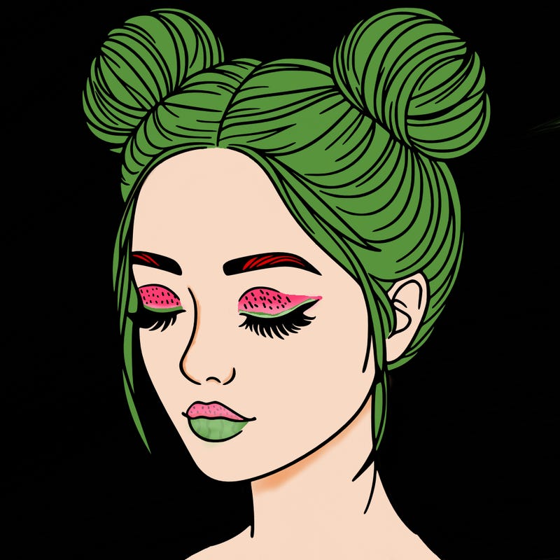 woman with hair buns