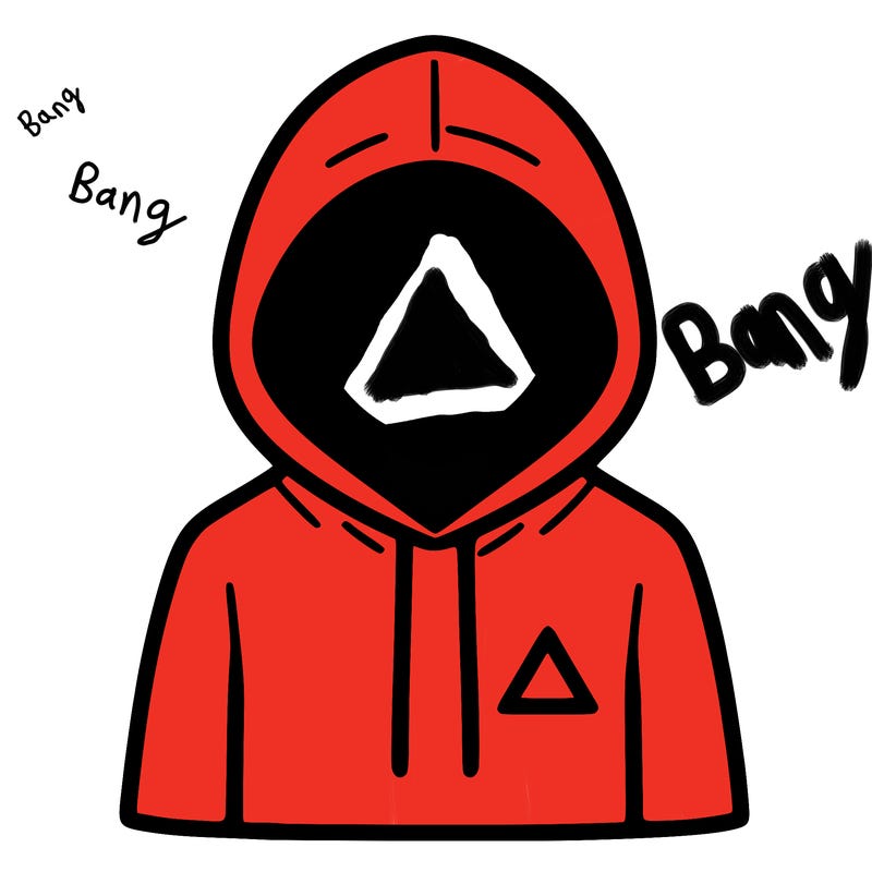 a person with non face waering a hoodie with a small triangle symbol