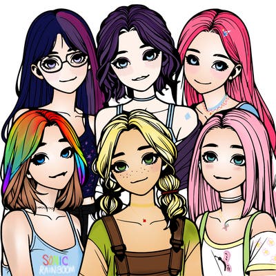 a group of girls realistic