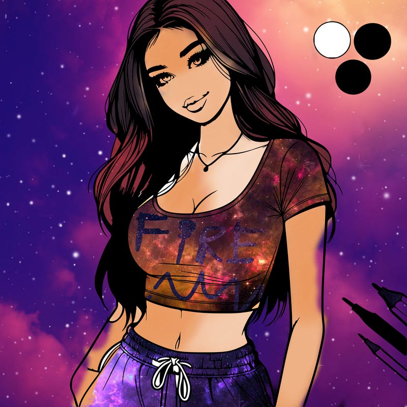 beautiful girl cropped tshirt and sweatpants realistic